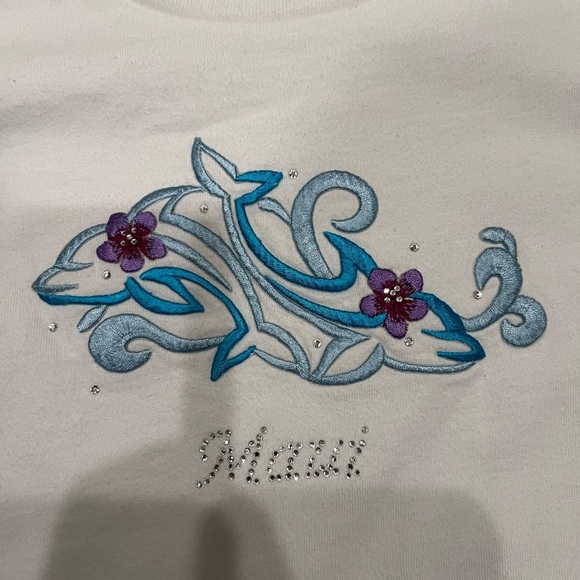 Sun International Maui Dolphins Rhinestones Embroidered 90’s Y2K Vintage Top - Picture 3 of 7
